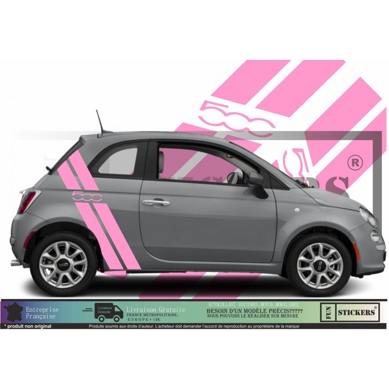 Fiat 500 kit stickers bandes racing style sportif autocollant Fun Stickers