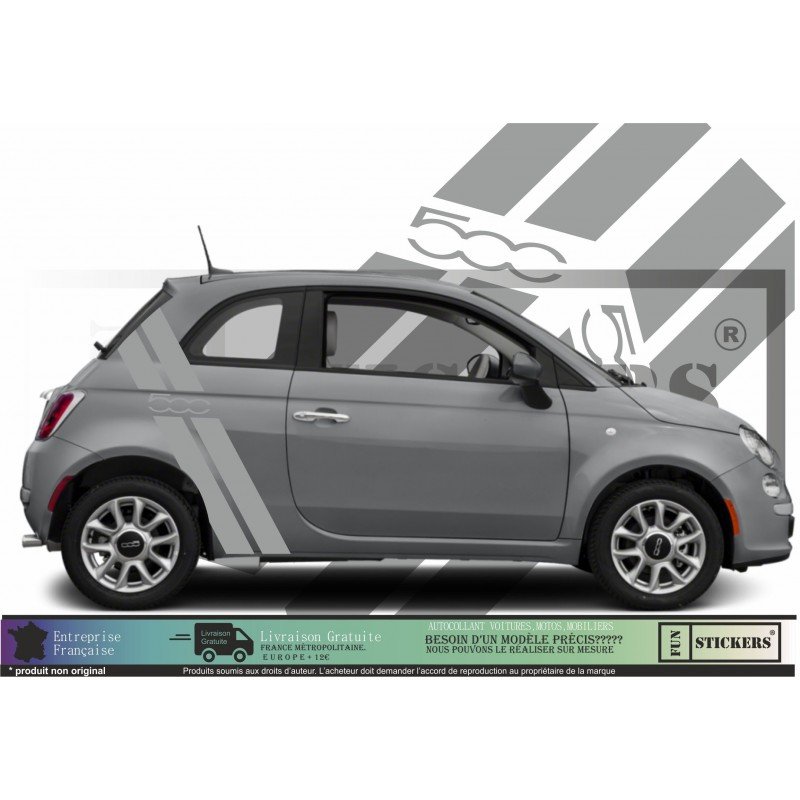Fiat 500 kit stickers bandes racing style sportif autocollant Fun Stickers