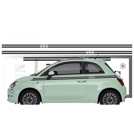 Fiat 500 bandes integrales kit complet autocollant decoration Fun Stickers