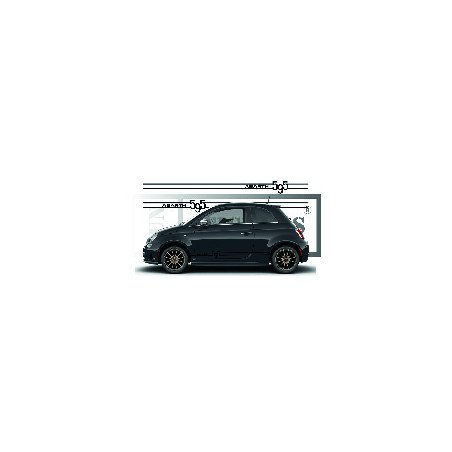 Fiat 500 bandes laterales 595 noir kit complet autocollant sticker Fun Stickers