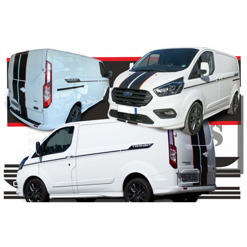 FORD TRANSIT CUSTOM BANDES CAPOT HAYON latérales KIT DÉCORATION- TUNING STICKER AUTOCOLLANT GRAPHIC DECALS