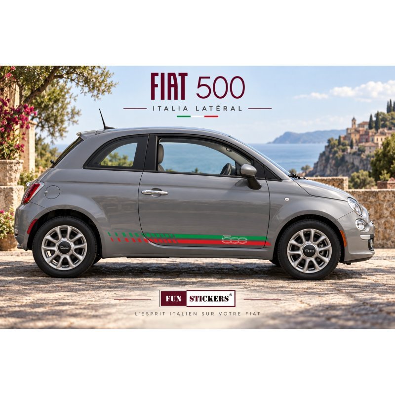 Fiat 500 Tricolore Italie autocollant stripping bandes decoratives Fun Stickers