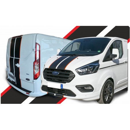 Kit Bandes Ford Transit Custom - Design Tricolore Capot, Hayon et Latérales