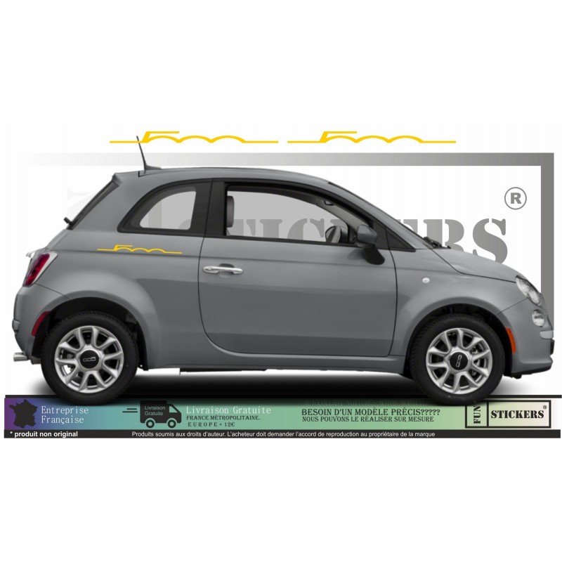 Fiat 500 Retro autocollant Signature stickers lateraux discrets Fun Stickers