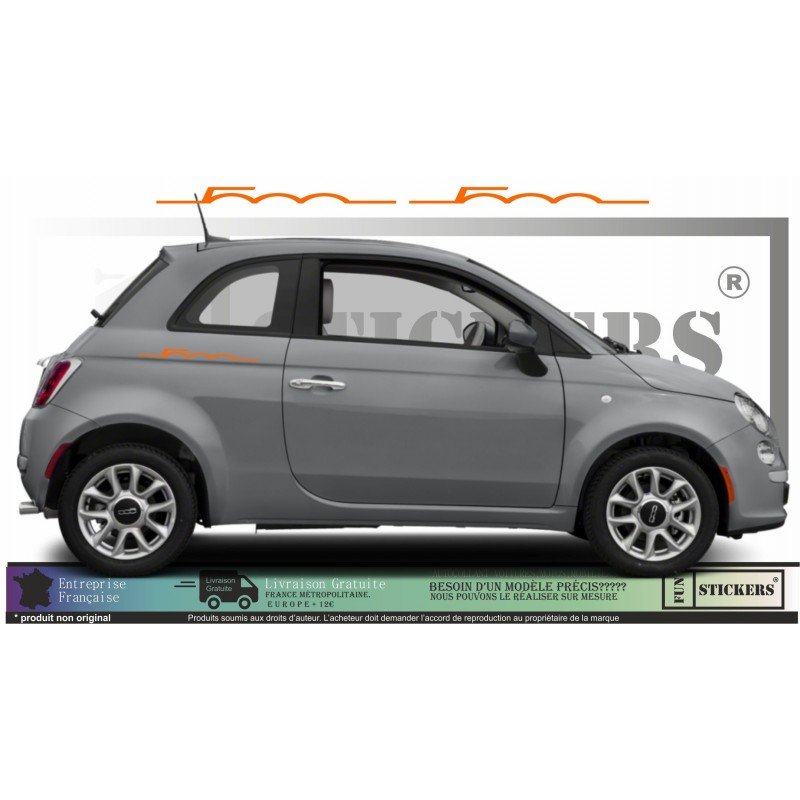 Fiat 500 Retro autocollant Signature stickers lateraux discrets Fun Stickers