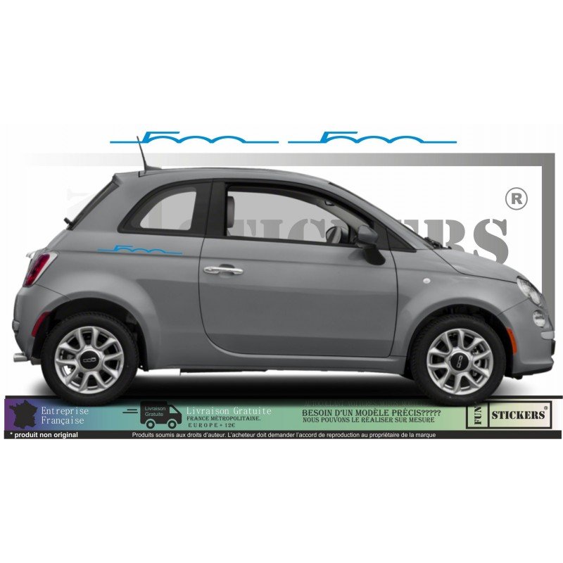 Fiat 500 Retro autocollant Signature stickers lateraux discrets Fun Stickers