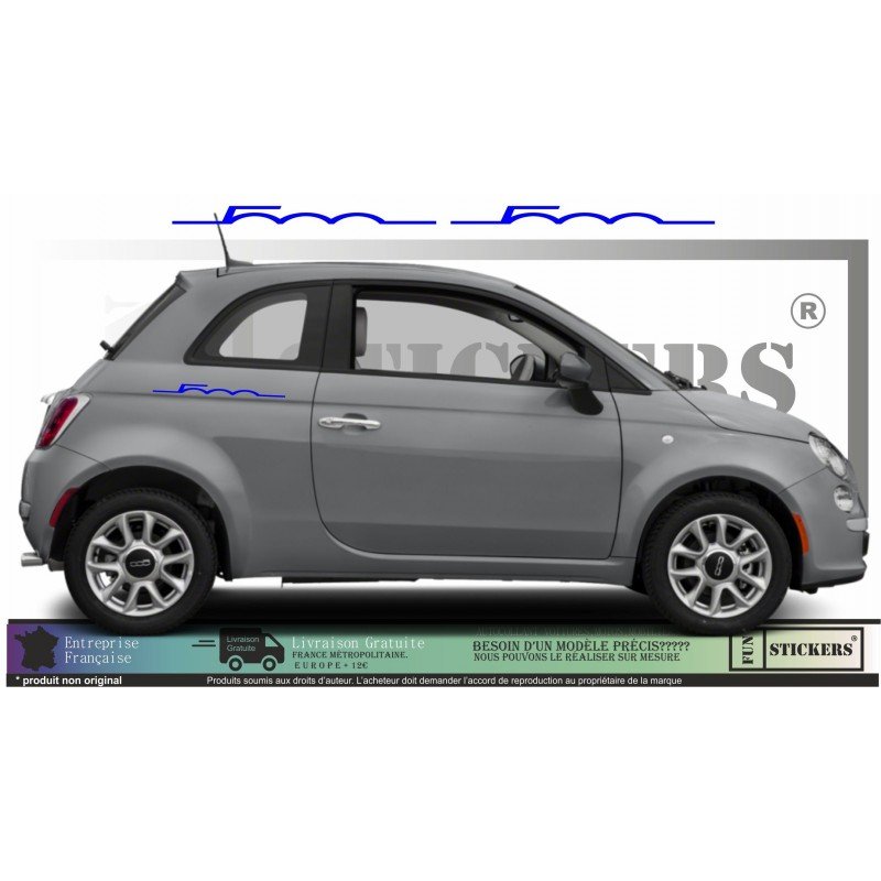 Fiat 500 Retro autocollant Signature stickers lateraux discrets Fun Stickers