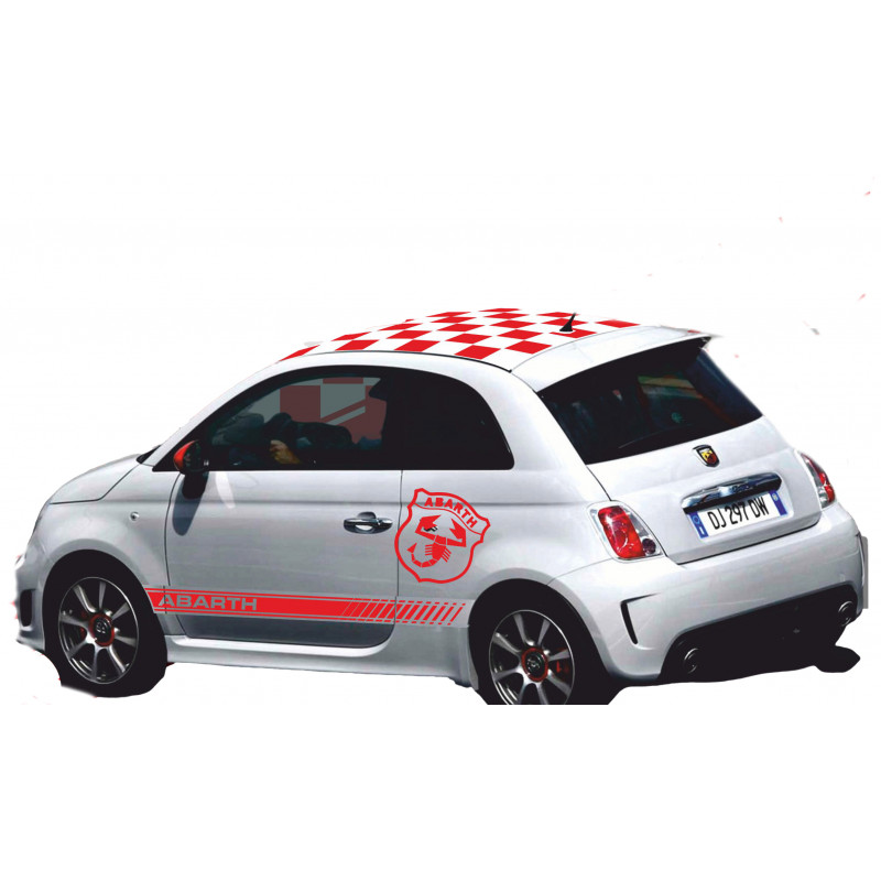 Sticker Kit Logo ABARTH Scorpion Géant – Autocollant Stripping Toit Damier Fiat 500