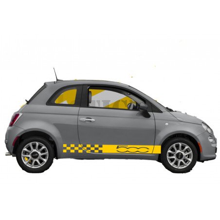Fiat 500 Checkerboard Strips Bottom of Cases - Tuning Sticker Sticker Graphic Decals
