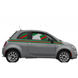 Décoration Voiture Fiat 500 – Bandes Rayées Luxe Vert/Rouge – Pose Facile style gucci