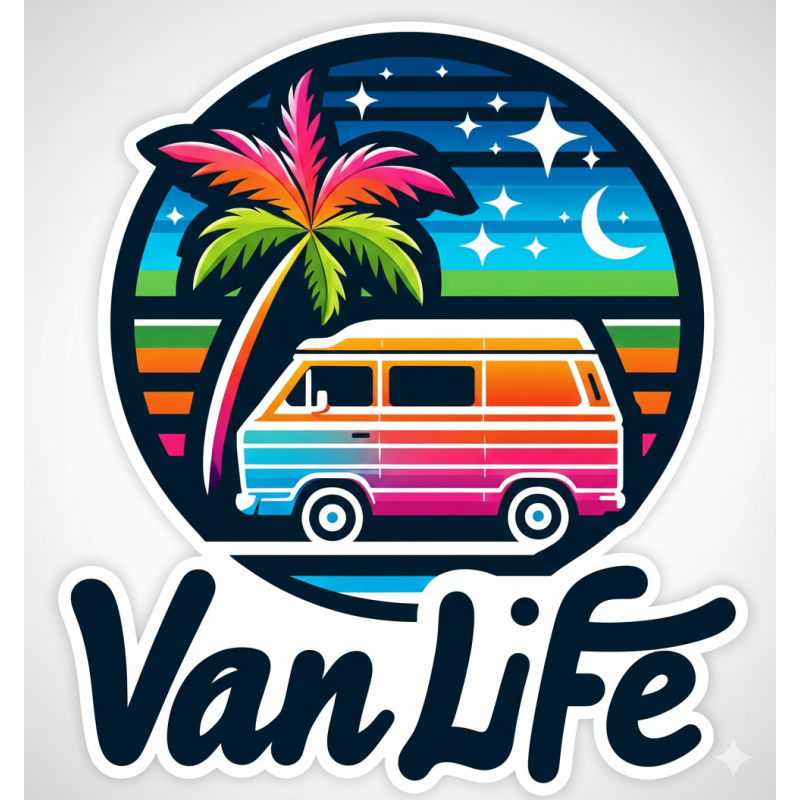 Sticker Retro Van Life 60cm Polymère Premium Fourgon | Fun Stickers