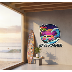 Autocollant Van Life Wave Roamer Retro Surf Road Trip | Fun Stickers