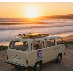 Autocollant Van Life Wave Roamer Retro Surf Road Trip | Fun Stickers