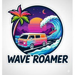 Autocollant Van Life Wave Roamer Retro Surf Road Trip | Fun Stickers