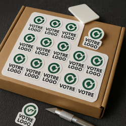 Détail autocollant personnalisé en vinyle premium – découpe nette et impression haute définition