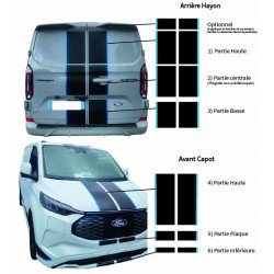 copy of Ford Transit Custom Bands side tailgate hood Kit Decoration - Tuning Sticker Sticker Graphic Decals