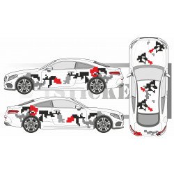 Kit Camouflage Pixel Universel Noir Gris Rouge Voiture | Fun Stickers