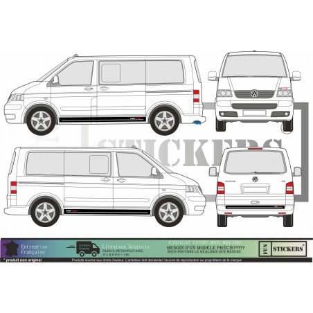 VW Transporter T5 Side Stripe Sticker Kit – 13 Colors