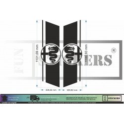 Kit Bandes Latérales avec Logo Alfa Romeo 13 Couleurs | Fun Stickers