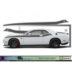 Kit Bandes Latérales avec Logo Dodge Challenger 13 Couleurs | Fun Stickers