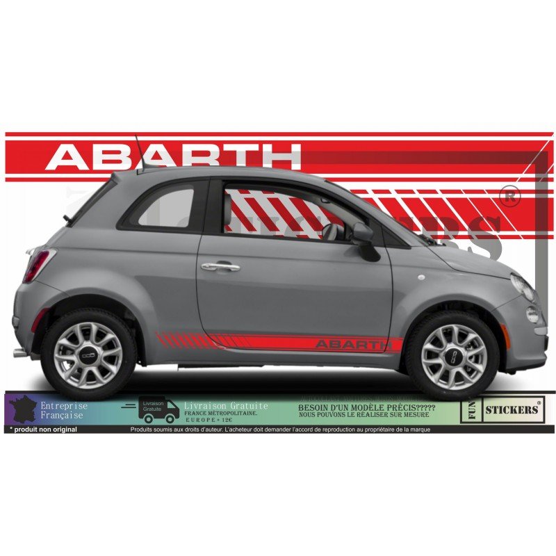 Fiat 500 ABARTH autocollant stripping bandes laterales sport Fun Stickers