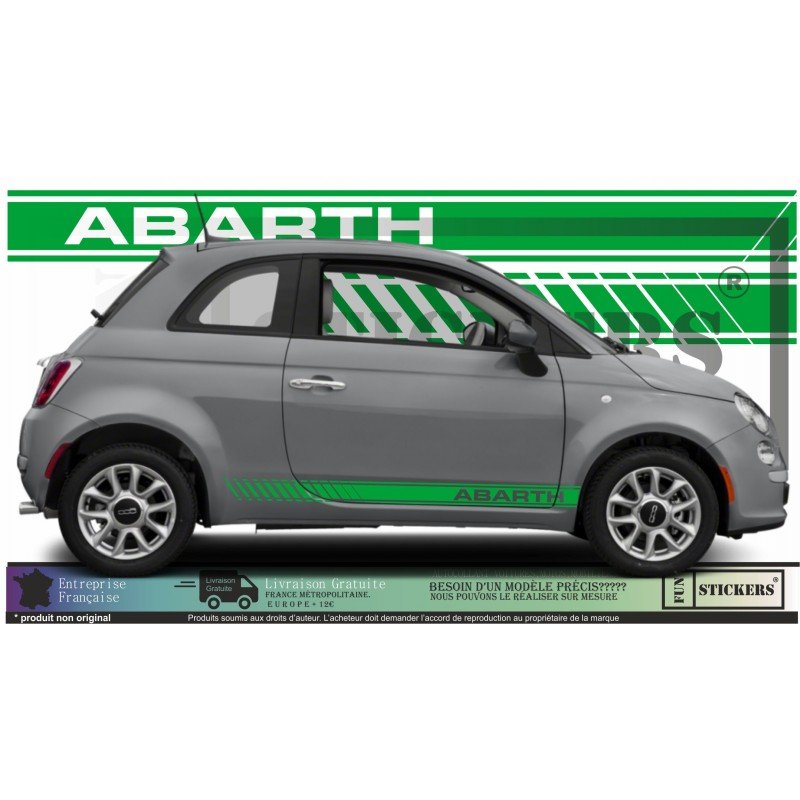 Fiat 500 ABARTH autocollant stripping bandes laterales sport Fun Stickers