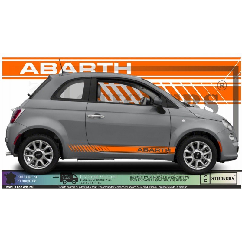 Fiat 500 ABARTH autocollant stripping bandes laterales sport Fun Stickers