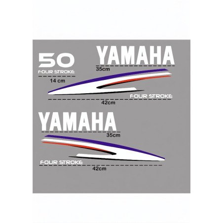 Kit Stickers Yamaha 50 Four Stroke - schema kit dimensions autocollants - Fun Stickers