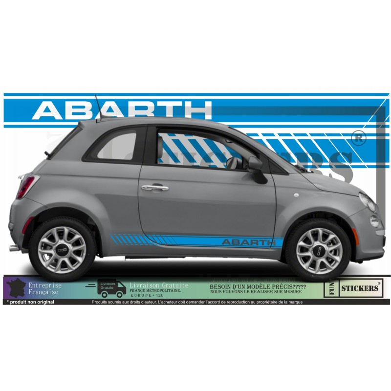 Fiat 500  Bandes Abarth Bas de caisses  - Tuning Sticker Autocollant Graphic Decals