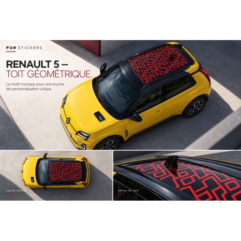 Renault 5 E-Tech side stripe and roof decal kit – clean look