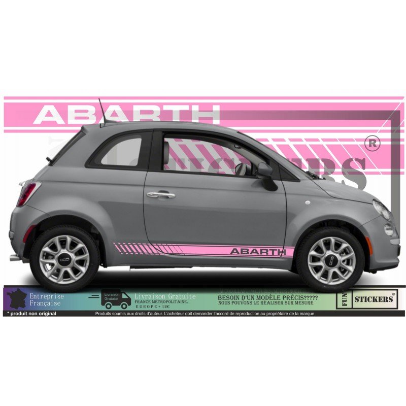Fiat 500 ABARTH autocollant stripping bandes laterales sport Fun Stickers