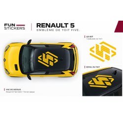 Renault 5 E-Tech side stripe and roof decal kit – racing style