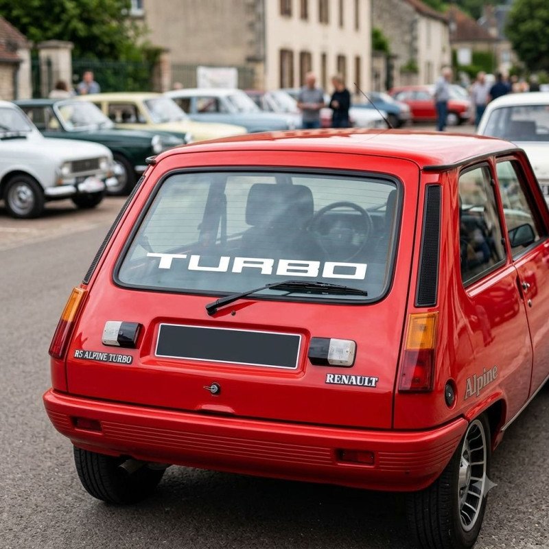 Sticker Turbo Lunette Arrière Renault 5 Alpine - Modèle 2 Autocollant Vitre