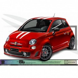 Fiat 500  Kit complet Abarth toit capot hayon Abarth   - Tuning Sticker Autocollant Graphic Decals