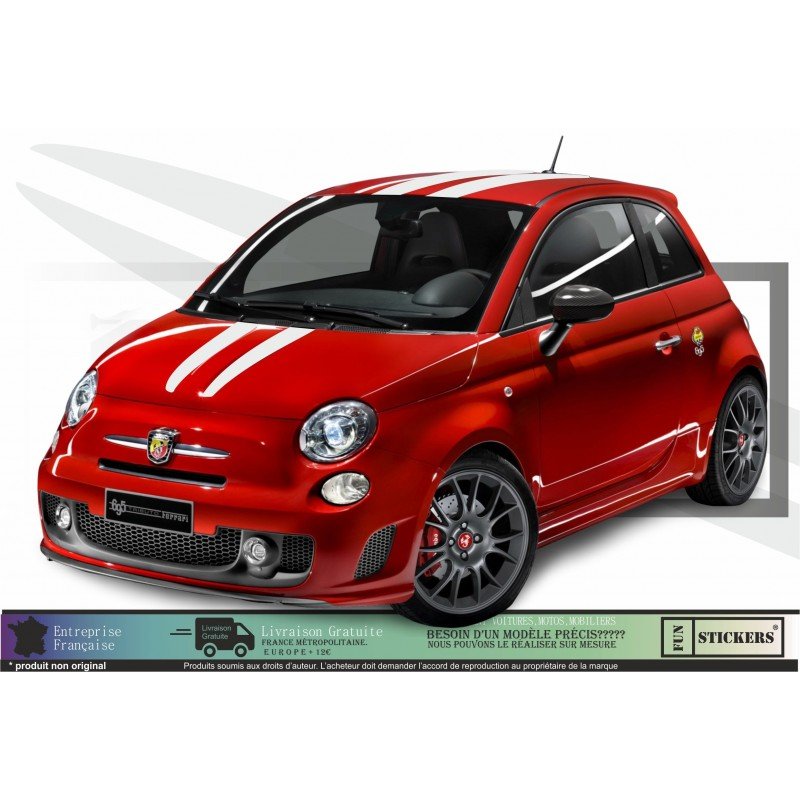 Fiat 500 Abarth kit complet autocollant toit capot hayon Fun Stickers