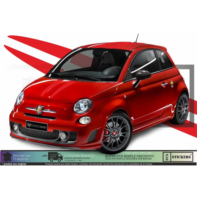 Fiat 500 Abarth kit complet autocollant toit capot hayon Fun Stickers