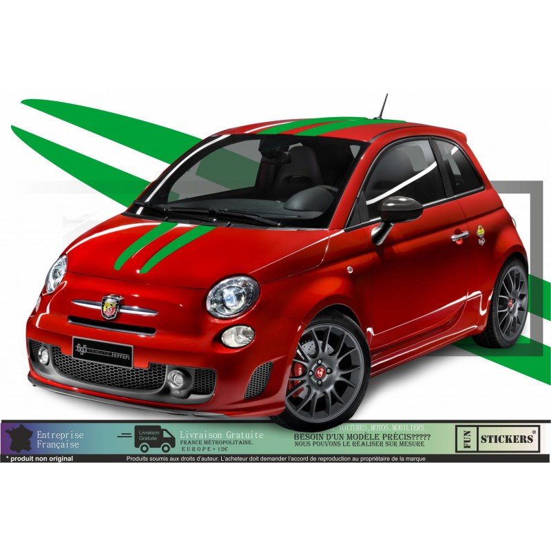 Fiat 500 Abarth kit complet autocollant toit capot hayon Fun Stickers