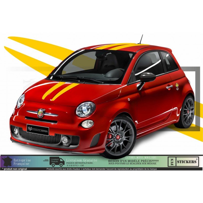 Fiat 500 Abarth kit complet autocollant toit capot hayon Fun Stickers