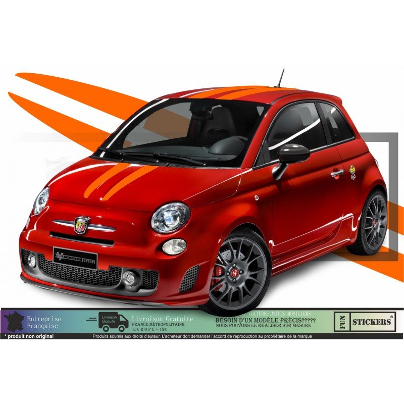 Fiat 500 Abarth kit complet autocollant toit capot hayon Fun Stickers