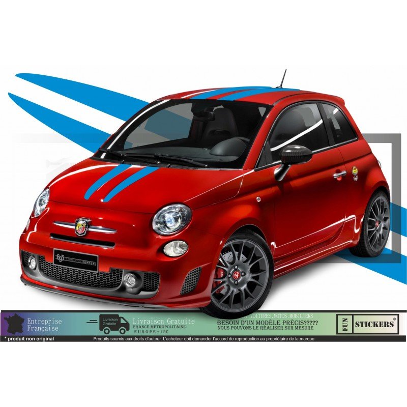 Fiat 500 Abarth kit complet autocollant toit capot hayon Fun Stickers