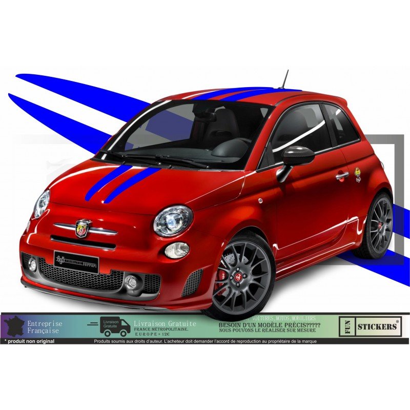 Fiat 500 Abarth kit complet autocollant toit capot hayon Fun Stickers