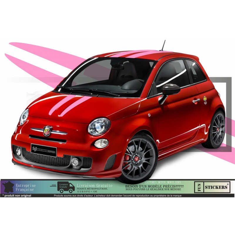 Fiat 500 Abarth kit complet autocollant toit capot hayon Fun Stickers