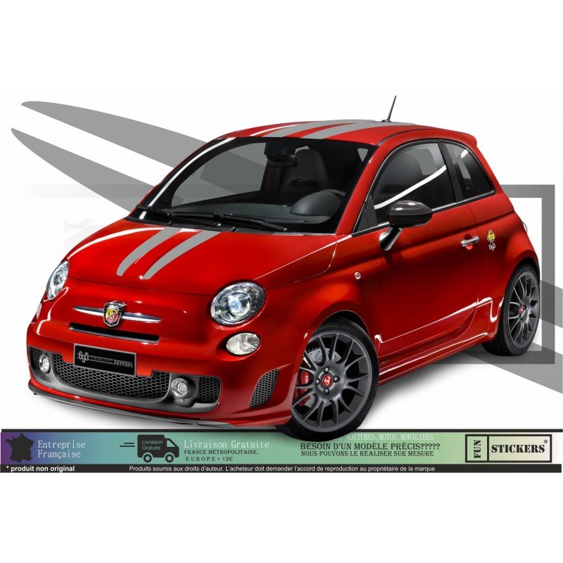Fiat 500 Abarth kit complet autocollant toit capot hayon Fun Stickers