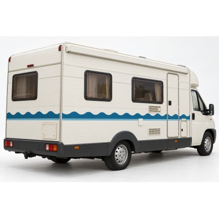 Stickers Camping-car Vagues Bleues Classiques