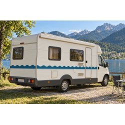 Stickers Camping-car Vagues Bleues Classiques