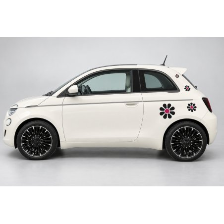 Stickers Fiat 500 électrique Fleurs Pop