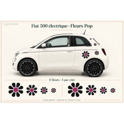 Fiat 500 electric Fleurs Pop decals