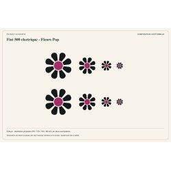 Stickers Fiat 500 électrique Fleurs Pop