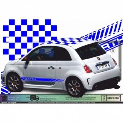Fiat 500  Kit complet Abarth toit damier bandes bas de caisses Abarth  - Tuning Sticker Autocollant Graphic Decals