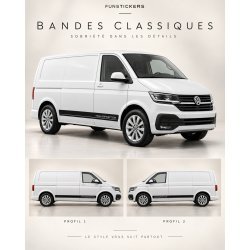 Stickers VW Transporter T6.1 court Bandes Classiques
